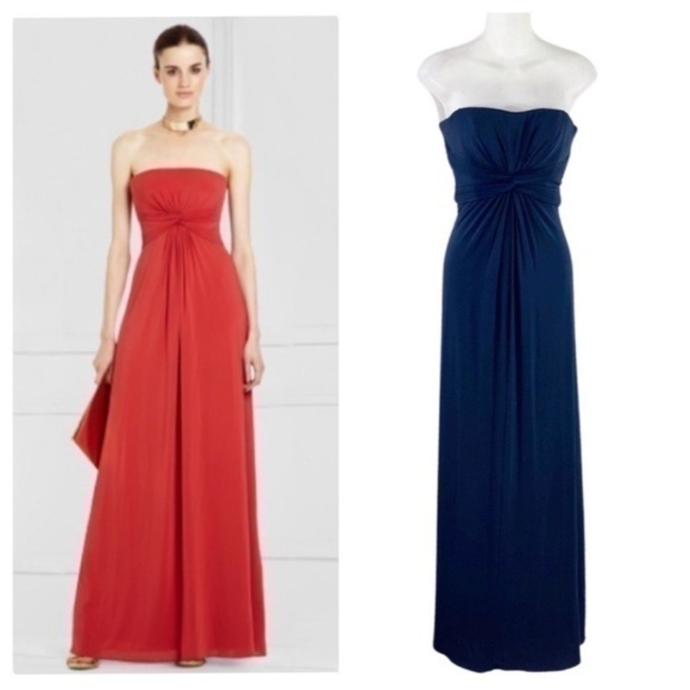 BCBGMaxazria Mariola Ink Navy Blue Strapless Maxi Gown Dress SP XX10